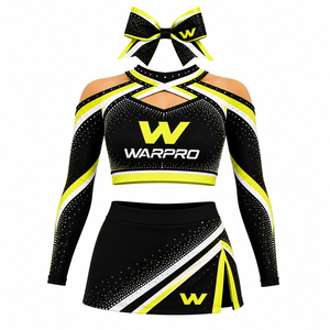 Ensemble de cheerleading pour femmes WARPRO : Haut court à manches longues sublimé et jupe, col croisé, anti-humidité, ajusté, pour adulte - Product Image 3