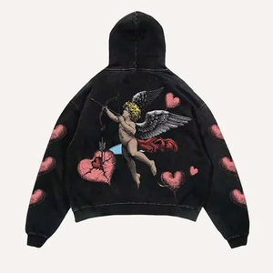 Sudadera con Capucha Térmica Extra Grande de Invierno, 100% Algodón, Bordada, con Diseño 3D de Ángel Cupido, Multidiseño, Tipo Canguro, de Alta Calidad - Product Image 2