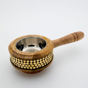 Quemador de Incienso de Madera Moderno Hecho a Mano, con Incrustaciones de Sándalo, Tazón de Acero Inoxidable, Ecológico, para el Hogar - Product Image 3