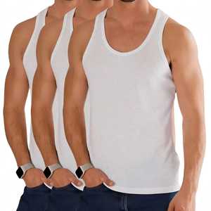 <b>Men's</b> <b>White</b> Ribbed Knit Tank Top Sleeveless O-Neck Muscle <b>Vest</b> Casual Summer Undershirt - Product Image 5