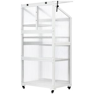 Invernadero Portátil de 62 Pulgadas de Altura con Ruedas, Invernadero Grande para Balcón, Uso en Interiores y Exteriores, Estantes Ajustables, Material de Madera - Product Image 5