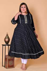 Kurta de Rayón con Estampado Geométrico y Líneas, Tallas Grandes, con Detalles de Espejo, Estilo Étnico, Ropa Femenina Cómoda, Informal, Tradicional, para Verano - Product Image 5