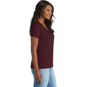 Camiseta de Cuello en V para Mujer, Superventas, Tejido Transpirable de Mezcla de Algodón, Manga Corta, Básica, Marca Privada, Venta al Por Mayor de Fábrica - Product Image 1