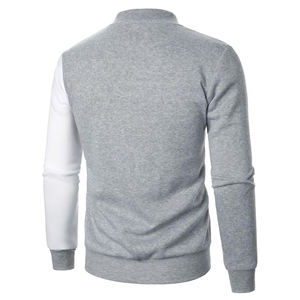 Grey White Bomber Jacket Men's Casual Bomber <b>Coats</b> Full Zip Fashion Streetwear Outwear Custom Logo Wholesale Clothing Bulk Order - Product Image 2