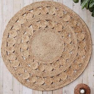 Tapis rond décoratif en Jute naturelle, nouvelle mode, cousu à la Machine, accessoire rond pour salon, maison et hôtel - Product Image 2