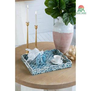 Handcrafted Blue Mother of Pearl Serving Tray Luxury <b>Rectangle</b> Decorative Tray for Home & Hospitality - Product Image 2