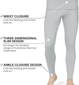 Herobiker <b>Men's</b> Gray Long Sleeve Crew Neck <b>Thermal</b> Set Quick Dry Sporty Full Length Lightweight Spandex Cotton Base Layer - Product Image 3