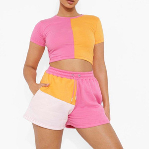 Custom Hot Selling Women Short <b>Sets</b> 100% Cotton Crop Top and Fleece Shorts Women Short <b>Sets</b> New Arrival Women <b>Twin</b> <b>set</b> - Product Image 1