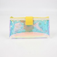 Étui à crayons holographique de style coréen, pochette à stylos en PVC 3D, esthétique Y2K, transparente, irisée, trousse de papeterie, trousse à cosmétiques