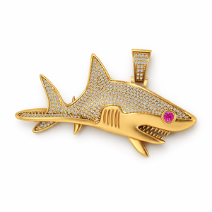 จี้เงินแท้ 925 สไตล์ฮิปฮอปสุดเทรนดี้  รูปสัญลักษณ์จักรราศี ปลาฉลาม ชุบโรเดียม ประดับเพชรแล็บโกรว์  สร้อยคอของขวัญ - Product Image 4