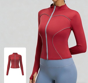 <b>Reflective</b> Line Design Windproof <b>Running</b> Spand <b>Jacket</b> for Women Lightweight Stand-Collar Zip-Up Outdoor Fitness <b>Running</b> <b>Jacket</b> - Product Image 1