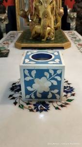 Porte-serviettes carré en bois avec incrustation de os, taille personnalisée, nouveau design, boîte à mouchoirs en papier, prix bas, fabriqué en Inde - Product Image 4