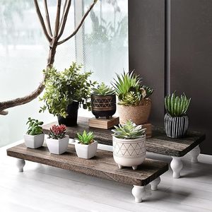 Juego de Soportes Elevados de Madera de Lujo, Pedestal Rústico de Madera de Mango, Plataforma de Exhibición para Mesa Estilo Rústico, Soporte Decorativo para Servir - Product Image 4