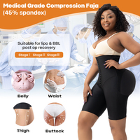Fajas Colombianas Post-Opératoires à Haute Compression pour le Remodelage des Fesses et le Contrôle Abdominal, Modèle Court