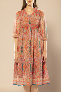 Vestido Casual con Estampado Abstracto Multicolor, Corte Ajustado y Evase, para Uso Diario, Moda Urbana a Precio Accesible - Product Image 6