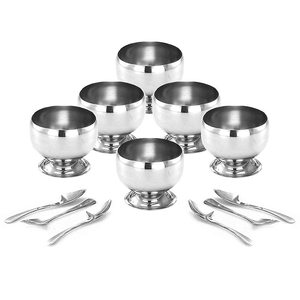 Tazón de Acero Inoxidable para Helado, Plato de Metal Pulido para Sundae, Tazón para Frutas, Ensaladas y Postres para el Hogar - Product Image 6