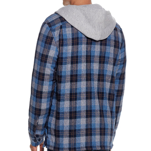 Custom Men's High Quality Heavy Duty Plaid <b>Flannel</b> Hooded Windproof Eco-Friendly Streetwear <b>Jacket</b> Thermal Fleece Lined - Product Image 3