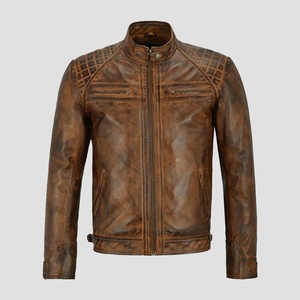 เสื้อแจ็คเก็ตหนังฤดูหนาวคุณภาพสูงสำหรับผู้ชายและผู้หญิง ทรงเข้ารูป นุ่ม ทนทาน หนังแท้ โลโก้ด้านหน้า สไตล์สตรีทแวร์ เสื้อคลุม - Product Image 1