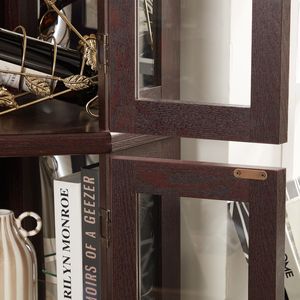 Vetrina Angolare Illuminata con Bar o Cantinetta in Vetro per Soggiorno, Pezzo Espositivo con Illuminazione Inclusa - Product Image 5