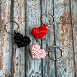 Llavero de Corazón Hecho a Mano con Cuentas Multicolor, Mini Colgante de Amor, Anillo para Llaves, Artículo de Regalo, Proveedor Mayorista - Product Image 2