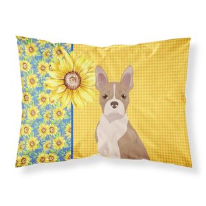 Summer Sunflowers & Fawn Boston Terrier Artwork Ligero y súper suave Funda De Almohada estándar Fundas de cojines decorativos de fácil cuidado - Product Image 1