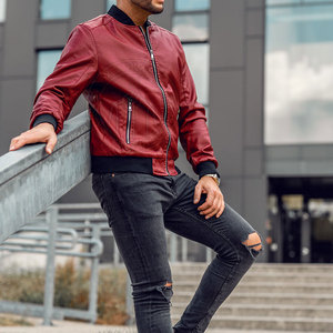 Chaqueta Bomber de Piel de Vaca Casual de Invierno para Hombre, con Cuello Alto y Cierre de Cremallera, de Alta Calidad, Resistente al Viento y Ecológica, Servicio OEM, Gran Venta - Product Image 4