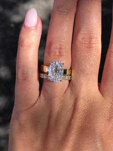 6.5Ct Diamond Engagement <b>Rings</b> 14K Solid Gold <b>Cushion</b> Cut IGI Lab Grown Diamond Solitaire Shiny <b>Wedding</b> Wide Band Manufacture - Product Image 1