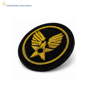 Premium <b>Gold</b> Thread Uniform Embroidery <b>Badges</b> Custom Logo Fine Stitch Decorative Apparel Accessories Elegant Finish - Product Image 2