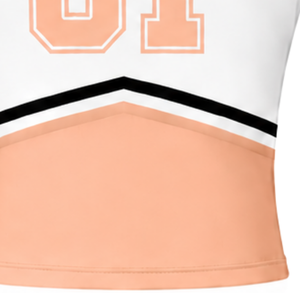 <b>Peach</b> Cheerleading Uniform <b>Top</b> Sleeveless V Neck Athletic Team Dance Practice Performance Sportswear Apparel - Product Image 6