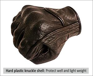 Gants en cuir perforés Cafe Racers, antidérapants, imperméables, respirants, compatibles écran tactile, pour la gym, demi-doigts, légers - Product Image 5