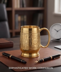 Taza de Café de Latón Grabada, Hecha a Mano, Taza Metálica Decorativa Tradicional para Hogar, Cafetería, Restaurante - Product Image 3