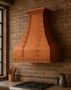 Hotte de cuisine vintage en cuivre, type cheminée, pour îlot, ventilateur d'extraction décoratif mural - Product Image 6