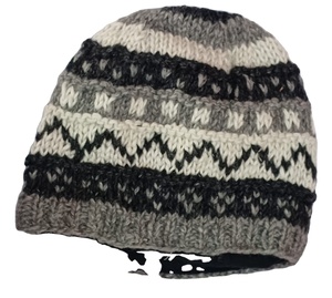 Himalaya Sherpa Len Tay Dệt Kim Hat Lông Cừu Lót Thêu In Mô Hình Mùa Đông Ấm Áp Mũ Len 100% Len Handmade Nepal - Product Image 1