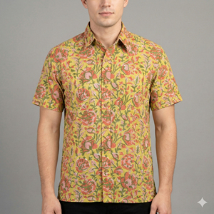 Chemise décontractée à manches courtes pour homme, imprimé floral, col rabattu, tissu popeline 100% coton, séchage rapide et écologique, vêtements d'été - Product Image 3