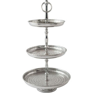 Support à gâteau décoratif à 2 niveaux en métal argenté, plateau de service rond pour desserts, style vintage, pour mariage et fêtes à domicile - Product Image 4