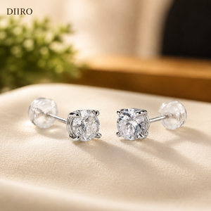 Round Brilliant Cut Diamond Stud <b>Earrings</b> 18K Gold Plated Women's Classic Everyday Wear <b>Moissanite</b> Jewelry - Product Image 5