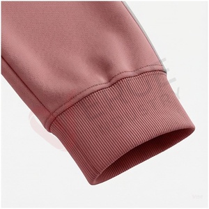 Unisex <b>Pink</b> <b>Tracksuit</b> <b>Set</b> Full Sleeve Stand Collar Zipper Front Color Blocking Side Pockets Breathable Casual Autumn Wear - Product Image 6