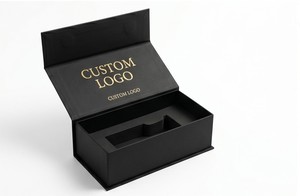 Custom Logo <b>Black</b> Rigid <b>Box</b> With Sponge Liner Hot Stamping Cosmetic Packaging Rectangle Paperboard High-End <b>Box</b> - Product Image 6