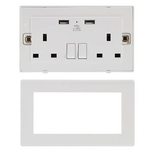 Dual <b>USB</b> Wall Charger with <b>Plug</b> Switch and Light Indicator 2.1A Duplex Dual Wall <b>Plug</b> Socket for UK Wall Outlets - Product Image 4