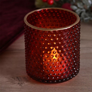 Elegant Glass Tealight Votives <b>Red</b> Dotted Design Premium <b>Candle</b> Holders for Home and Office Use - Product Image 4