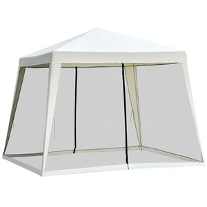 Gazebo da Esterno 10x10 Beige con Pareti Laterali in Rete, Tenda per Feste e Protezione Solare - Product Image 1