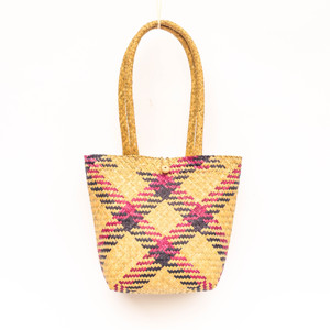 Cylindrical Woven Straw <b>Bag</b> with Drawstring Closure – Vintage & <b>Boho</b> Style - Product Image 2