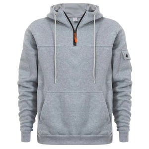 Premium High Quality Custom Oversized Wholesale Retro Men's Sweatshirt Work Half Zip Up Jumper Hoodie Hooded Jacket <b>Coat</b> Tops - Product Image 4