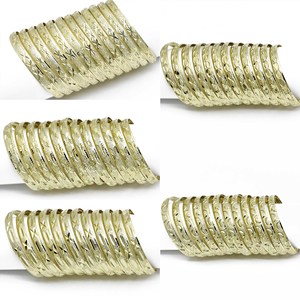 Wholesale Mix Design 14K 18K 24K Gold Plated Silver Plated 3 Tone Plated Brass Bangles Set, Traditional Bangles, Fashion Bangles - Product Image 1