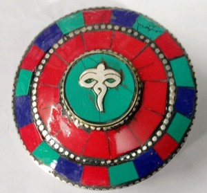Colgante de Turquesa con Temática Religiosa Budista Tibetana, Aleación de Cobre - Product Image 4