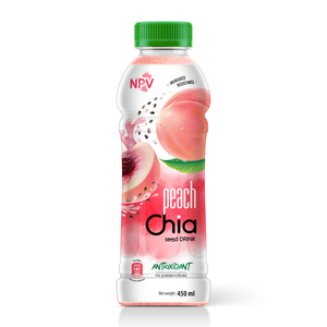 Bebida de Semillas de Chía con Sabor a Melocotón, Botella de PET de 450 ml - Marca Privada OEM, Muestra Gratuita, Diseño Gratuito - Product Image 2