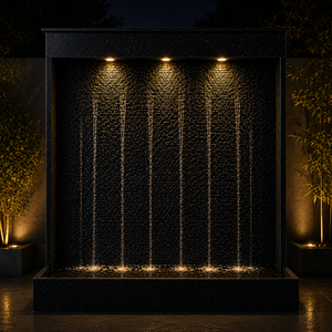 Fuente de Agua Rectangular de Piedra Blanca Premium Hecha a Mano con Luces LED |   Moderna Fuente de Agua Decorativa de Interior para Mesa - Product Image 2