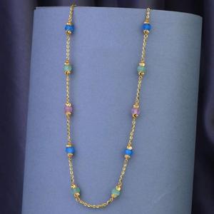Collier en chaîne fine multicolore avec perles Moti pour femmes, élégant collier de perles, bijoux tendance, accessoire élégant pour tous les jours - Product Image 1