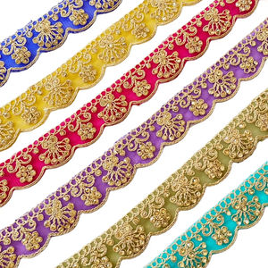 Ribete de encaje de poliéster con espejo, estilo étnico tradicional indio, 25 mm de ancho, suave, para bolsos, vestidos, decoración del hogar, ofertas al por mayor - Product Image 1