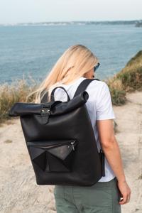 Eco Friendly Vegetable Tanned Leather <b>Roll</b> Top Bag Sustainable Laptop Rucksack For Global Trade LTBP-0269 - Product Image 5